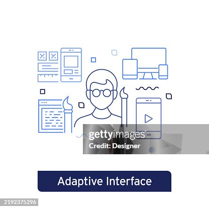 Adaptive Interface Concept Vector Illustration Editable Stroke Vector ...
