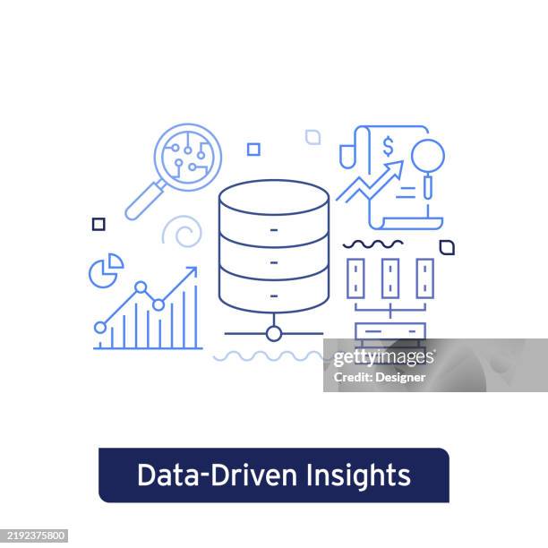 stockillustraties, clipart, cartoons en iconen met data driven insights concept vector illustration. editable stroke vector design. - vastberadenheid
