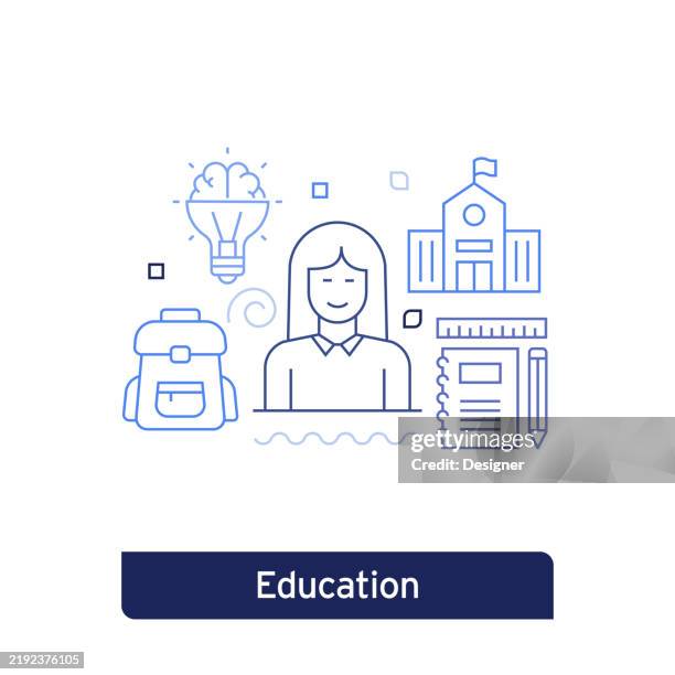 education concept vector illustration. editable stroke vector design. - empty primary school classroom stock illustrations