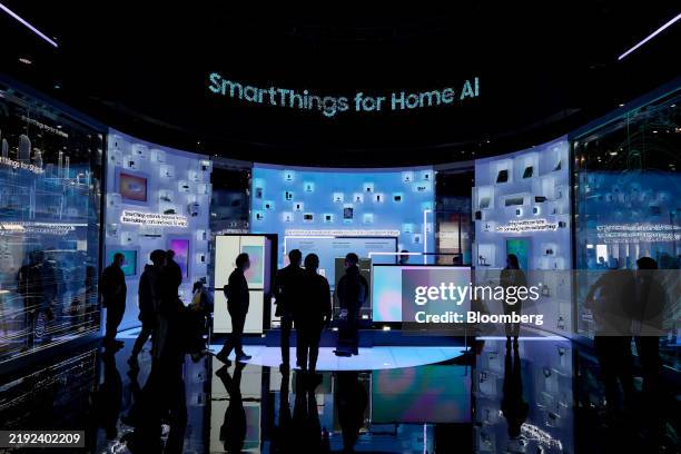 Attendees at the Samsung booth during the 2025 CES event in Las Vegas, Nevada, US, on Wednesday, Jan. 8, 2025. People flock to the gambling capital...
