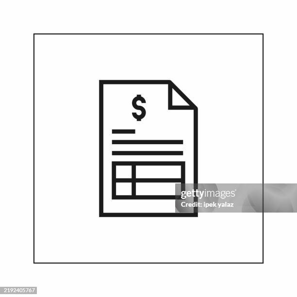 accounting related line vector icon set. editable stroke. - spreadsheet computer stock illustrations