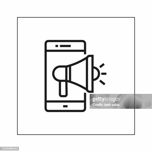 advertising and marketing related line vector icon. editable stroke. - wordpress stock illustrations