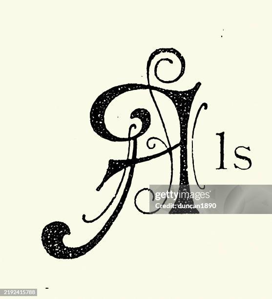jugendstil großbuchstabe a, vintage-illustration 19. jahrhundert - buchstabe a stock-grafiken, -clipart, -cartoons und -symbole