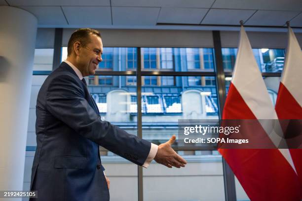Karol Nawrocki, candidate for the 2025 presidential election in Poland, greets entrepreneurs during economic consultations in Warsaw. In Warsaw,...