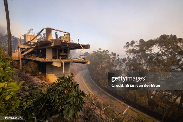 Pacific Palisades, CA Sunset Boulevard House, also known as The Bridges House by architect Robert Bridges, was destroyed by the Palisades fire on...