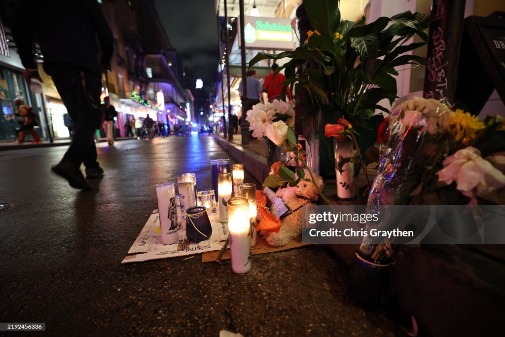 Vigil Held On Bourbon Street In New Orleans For Victims Of Terror Attack