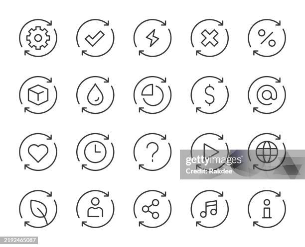 loopable concept - light line icons - changing world stock illustrations