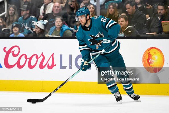 Jan Rutta Jan Rutta of the San Jose Sharks controls the puck against the New ...