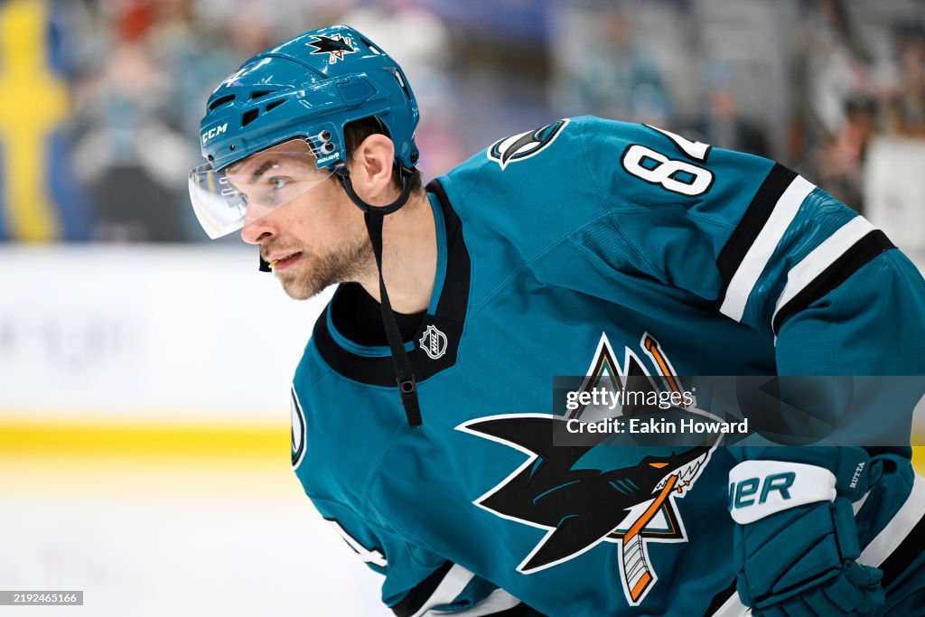 Benjamin Rutta Jan Rutta of the San Jose Sharks skates during warm ups before their ...