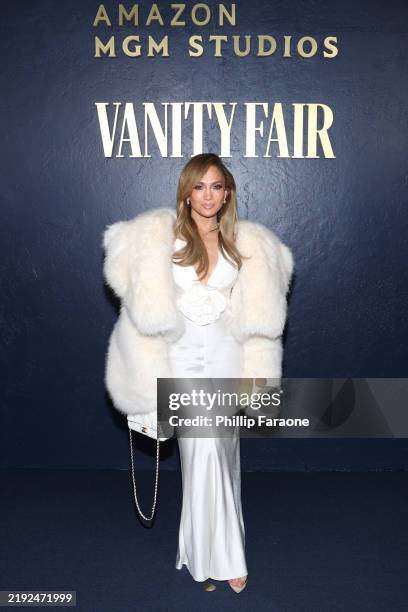 Jennifer Lopez arrives as Vanity Fair and Amazon MGM Studios celebrate Awards Season 2025 at Chateau Marmont's Bar Marmont on January 04, 2025 in...