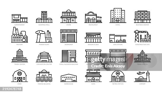 Commercial and Industrial Buildings Icons Commercial and Industrial Buildings Icons