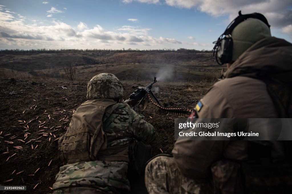 Shooting Training Of Ukrainian Machine Gunners
