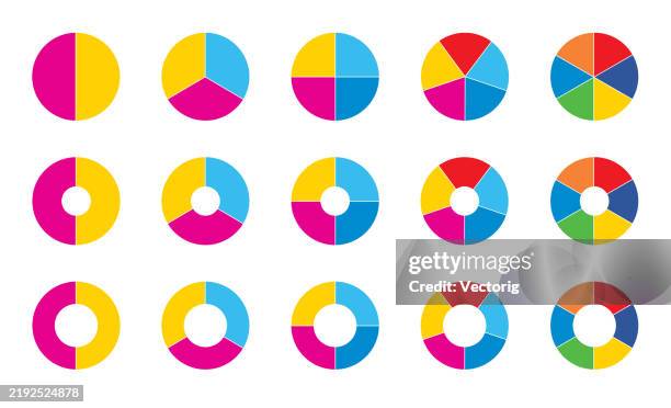 pie chart illustration set - looking same direction stock illustrations