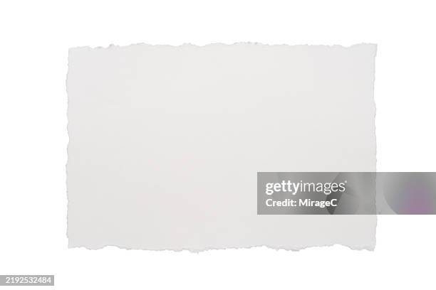 torn white paper isolated on white - rectangle stock pictures, royalty-free photos & images