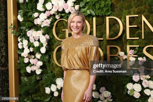 Cate Blanchett attends the 82nd Annual Golden Globe Awards at The Beverly Hilton on January 05, 2025 in Beverly Hills, California.