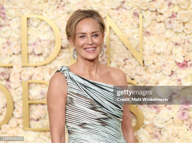 Sharon Stone attends the 82nd Annual Golden Globe Awards at The Beverly Hilton on January 05, 2025 in Beverly Hills, California.