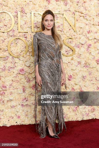 Angelina Jolie attends the 82nd Annual Golden Globe Awards at The Beverly Hilton on January 05, 2025 in Beverly Hills, California.