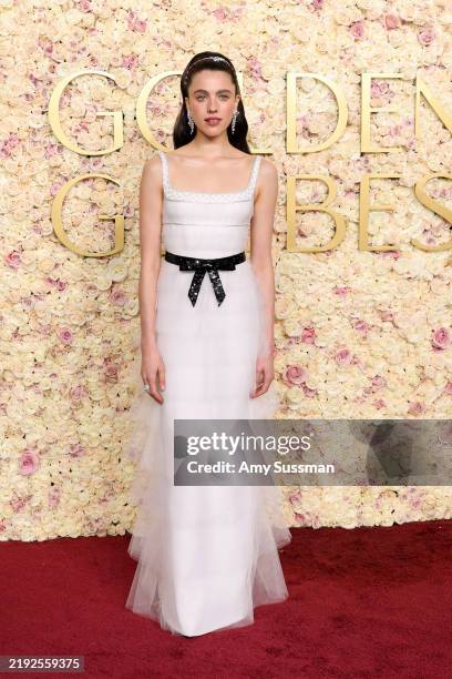Margaret Qualley attends the 82nd Annual Golden Globe Awards at The Beverly Hilton on January 05, 2025 in Beverly Hills, California.
