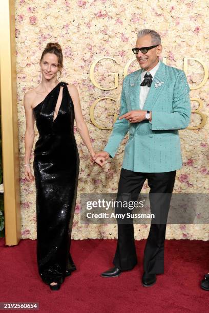 Emilie Goldblum and Jeff Goldblum attend the 82nd Annual Golden Globe Awards at The Beverly Hilton on January 05, 2025 in Beverly Hills, California.