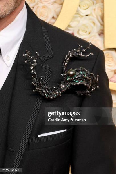 Adrien Brody, fashion detail, attends the 82nd Annual Golden Globe Awards at The Beverly Hilton on January 05, 2025 in Beverly Hills, California.