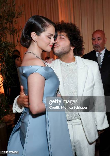Selena Gomez and Benny Blanco attend the 82nd Annual Golden Globe Awards at The Beverly Hilton on January 05, 2025 in Beverly Hills, California.