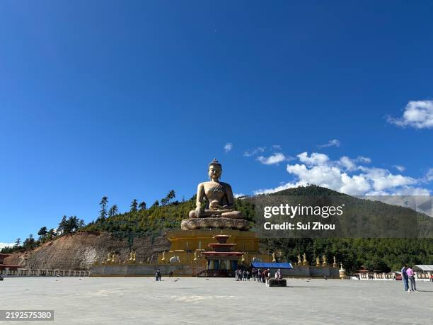 buddha dordenma statue at thimphu viewpoint - monk face stock pictures, royalty-free photos & images
