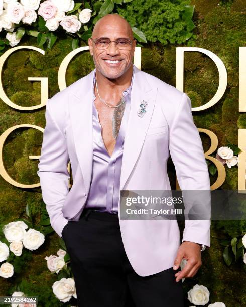 Dwayne Johnson attends the 2025 Golden Globe Awards at The Beverly Hilton on January 05, 2025 in Beverly Hills, California.