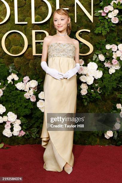 Ariana Grande attends the 2025 Golden Globe Awards at The Beverly Hilton on January 05, 2025 in Beverly Hills, California.