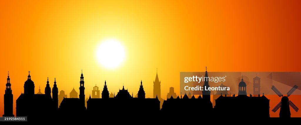 Amsterdam Skyline Silhouette (All Buildings Are Separate and Complete)