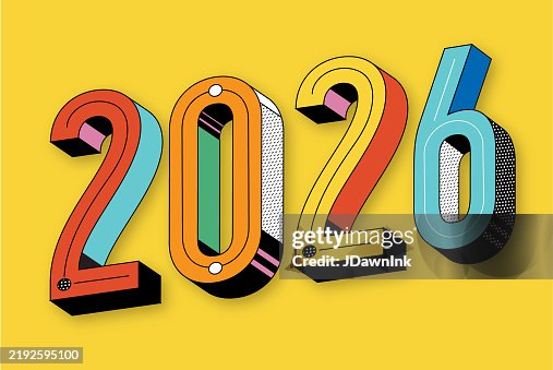 2026 greeting design template with colorful 3D text 2026 greeting design template with colorful 3D text