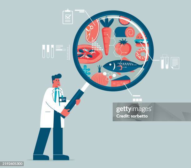 food quality control - male - food safety stock illustrations