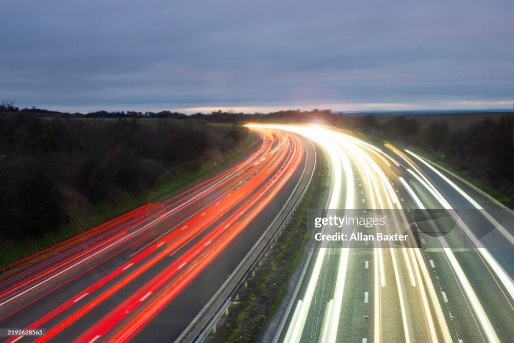 Long exposure light trails of the M4 motorway