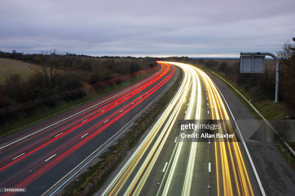 Long exposure light trails of the M4 motorway