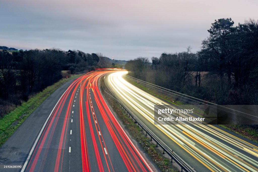 Long exposure light trails of the M4 motorway