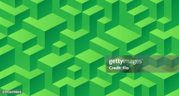green 3d cube texture abstract background - isometric cube stock illustrations