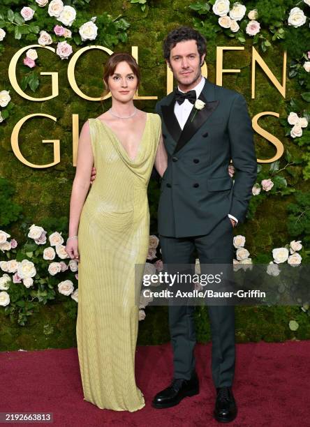 Leighton Meester and Adam Brody attend the 82nd Annual Golden Globe Awards at The Beverly Hilton on January 05, 2025 in Beverly Hills, California.