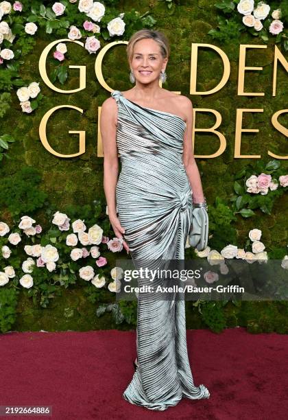 Sharon Stone attends the 82nd Annual Golden Globe Awards at The Beverly Hilton on January 05, 2025 in Beverly Hills, California.
