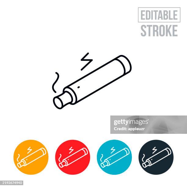 vape pen or e-cigarette thin line icon - editable stroke - vape pen stock illustrations