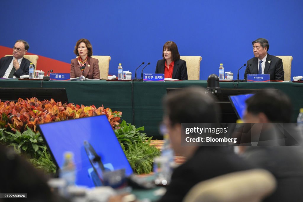 Rachel Reeves Beijing He Lifeng, China's vice premier, from right, and Rachel Reeves, UK ...