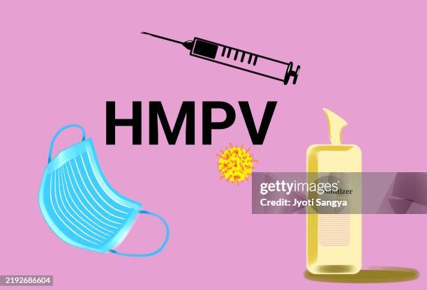 hmpv virus and precautions illustration - humaan metapneumovirus stockfoto's en -beelden