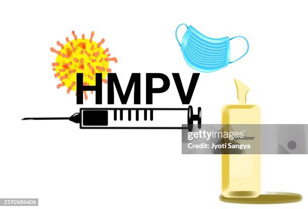 hmpv virus and precautions illustration - humaan metapneumovirus stockfoto's en -beelden