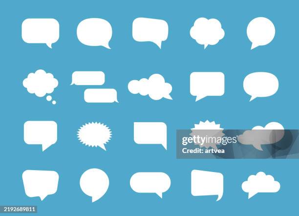 speech bubble icons set - thought bubble stock illustrations