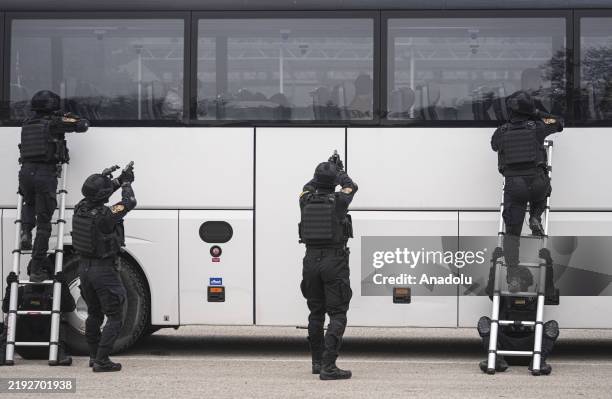 Gendarmerie teams take part in a training with dogs in Ankara, Turkiye on December 20, 2024. Dogs used by gendarmerie teams play a crucial role in...