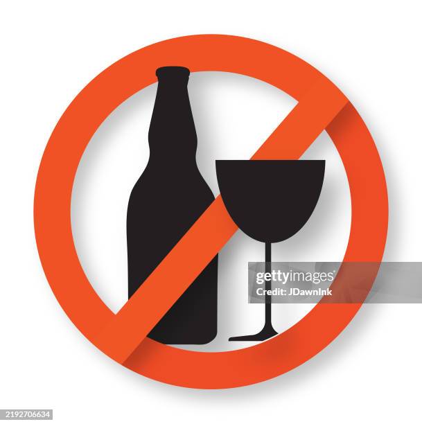 dry january alkoholfreier feiertags-icon-design mit bierflasche und weinglas-silhouette und kein symbol auf weißem hintergrund - januar stock-grafiken, -clipart, -cartoons und -symbole
