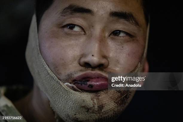 Photo shows an alleged North Korean soldier held after being captured by Ukrainian army on January 11, 2025. Ukrainian President Volodymyr Zelensky...