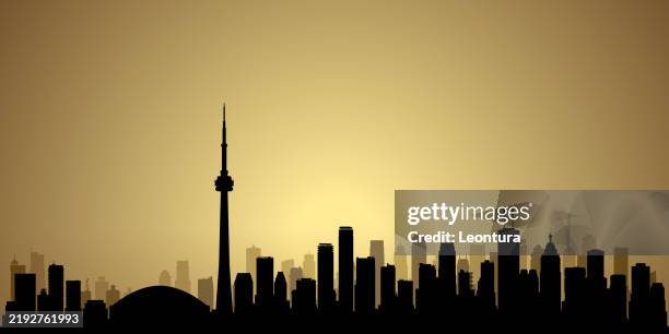toronto skyline silhouette (all buildings are moveable and complete - toronto stock illustrations