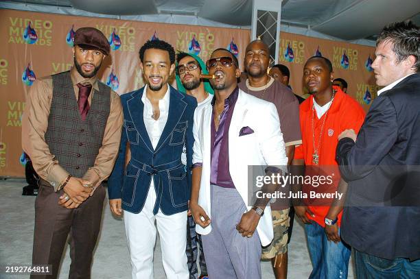 Rapper Common , singer John Legend , producer Taz Arnold of Sa-Ra, and rappers Kanye West, GLC , and Really Doe and publicist Gabe Tesoriero attend...