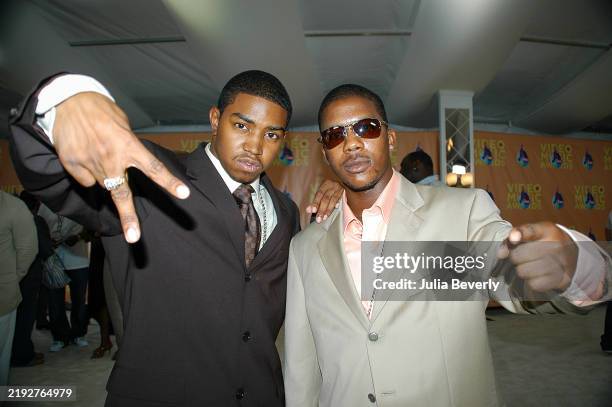 Rappers Lil Scrappy and Bohagon attend the 2005 MTV Video Music Awards at the American Airlines Arena on August 28, 2005 in Miami, Florida.