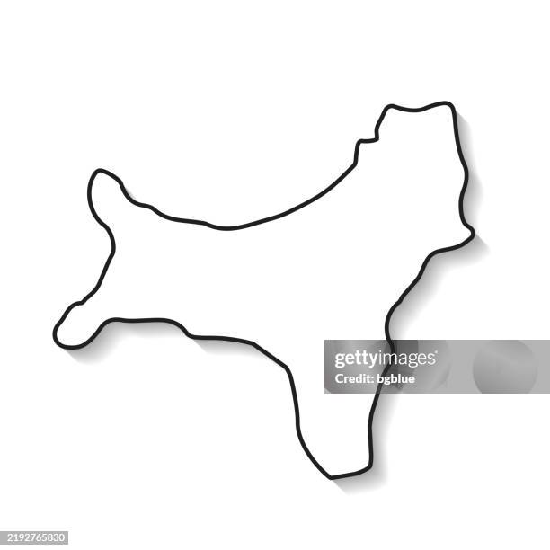 christmas island map with black outline and shadow on white background - christmas island stock illustrations