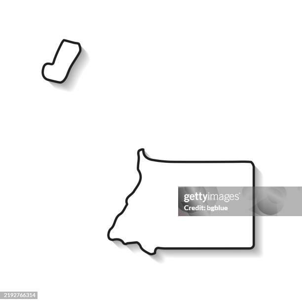 equatorial guinea map with black outline and shadow on white background - equatorial guinea stock illustrations